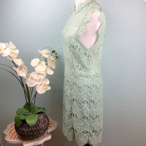 Free People Lace Open Back Seafoam Scallop Hem Dress NWT - Picture 3 of 8